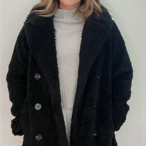 Women's Black Faux Fur Coat